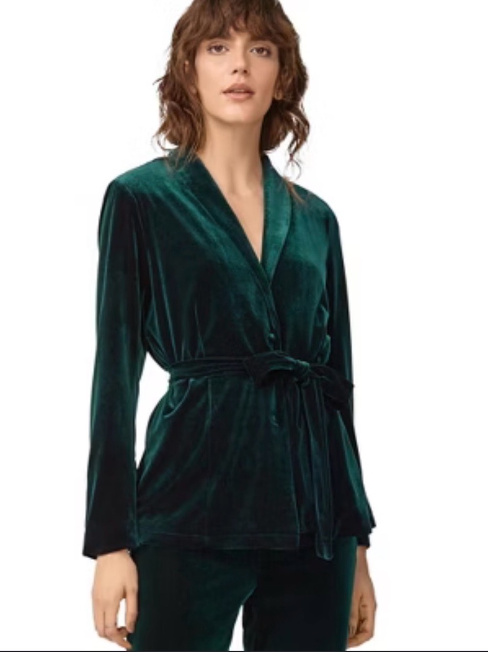 Ellos Green Velvet Belted Blazer
